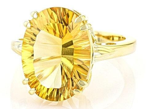 4.80Ct Natural Oval Yellow Citrine Solitaire Ring 14k Yellow Gold