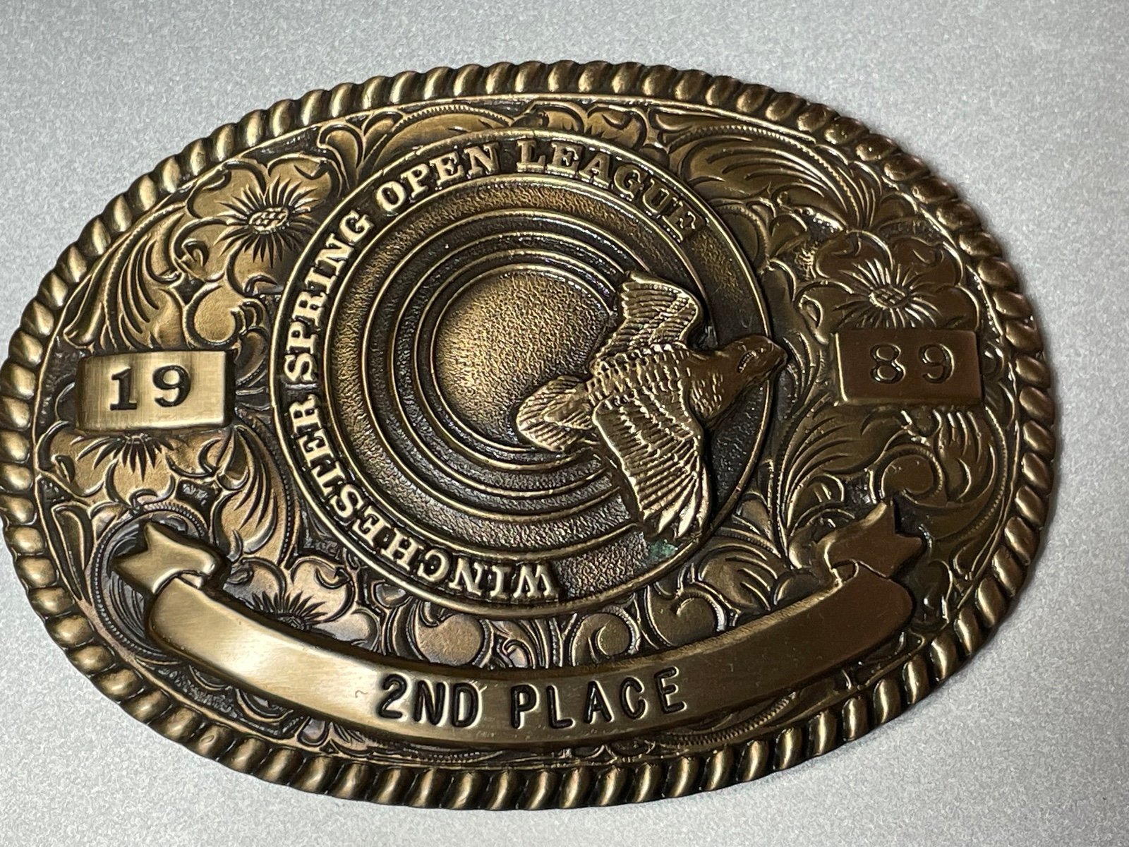 Winchester Spring Open League 2nd Place 1989 Premium Buckle