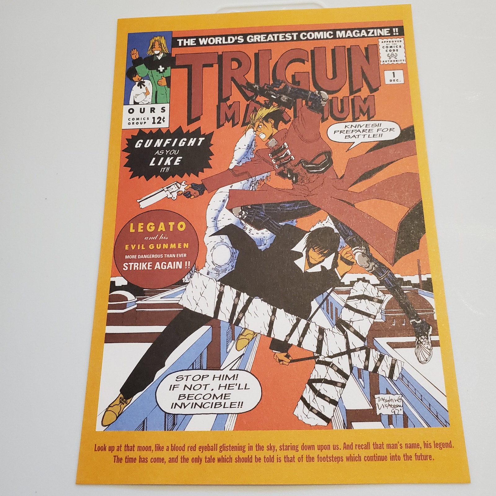 Trigun Vash Wolfwood Meryl and Milly Comic Book Like Postcard