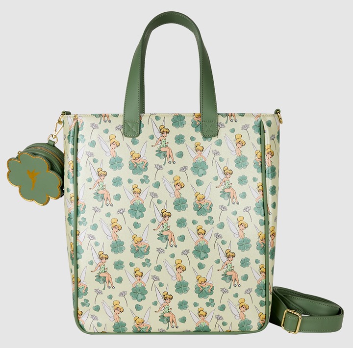 Peter Pan Tinker Bell Clover All-Over Print Tote Crossbody Bag With Coin Bag