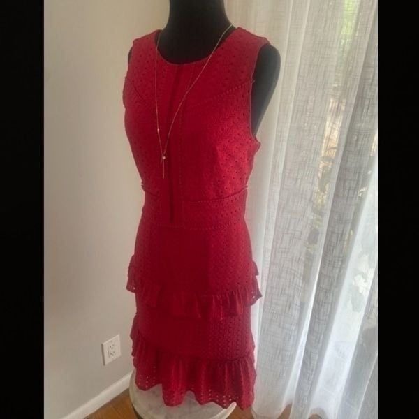Chelsea 28 Tiered eyelet textured sleeveless Dress Size M