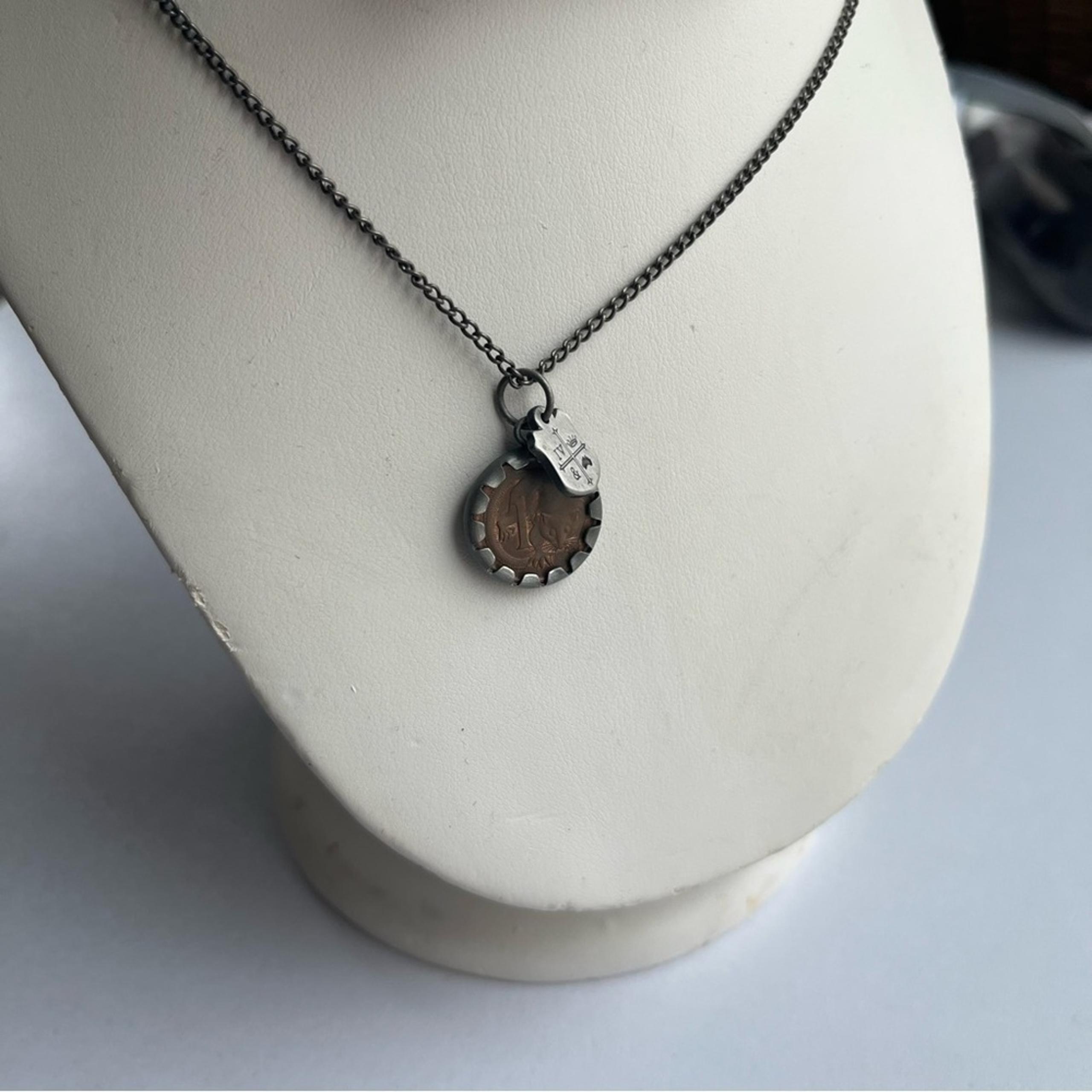 Custom Australian One Cent Copper Coin Queen Elizabeth Sterling Silver Necklace