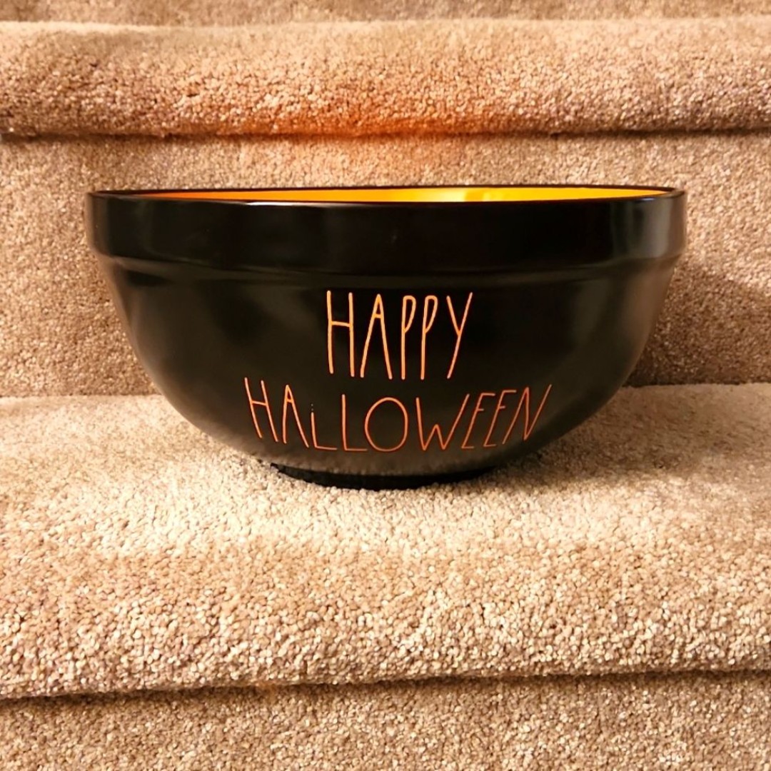 Rae Dunn Happy Halloween Orange & Black Holiday Serving Bowl