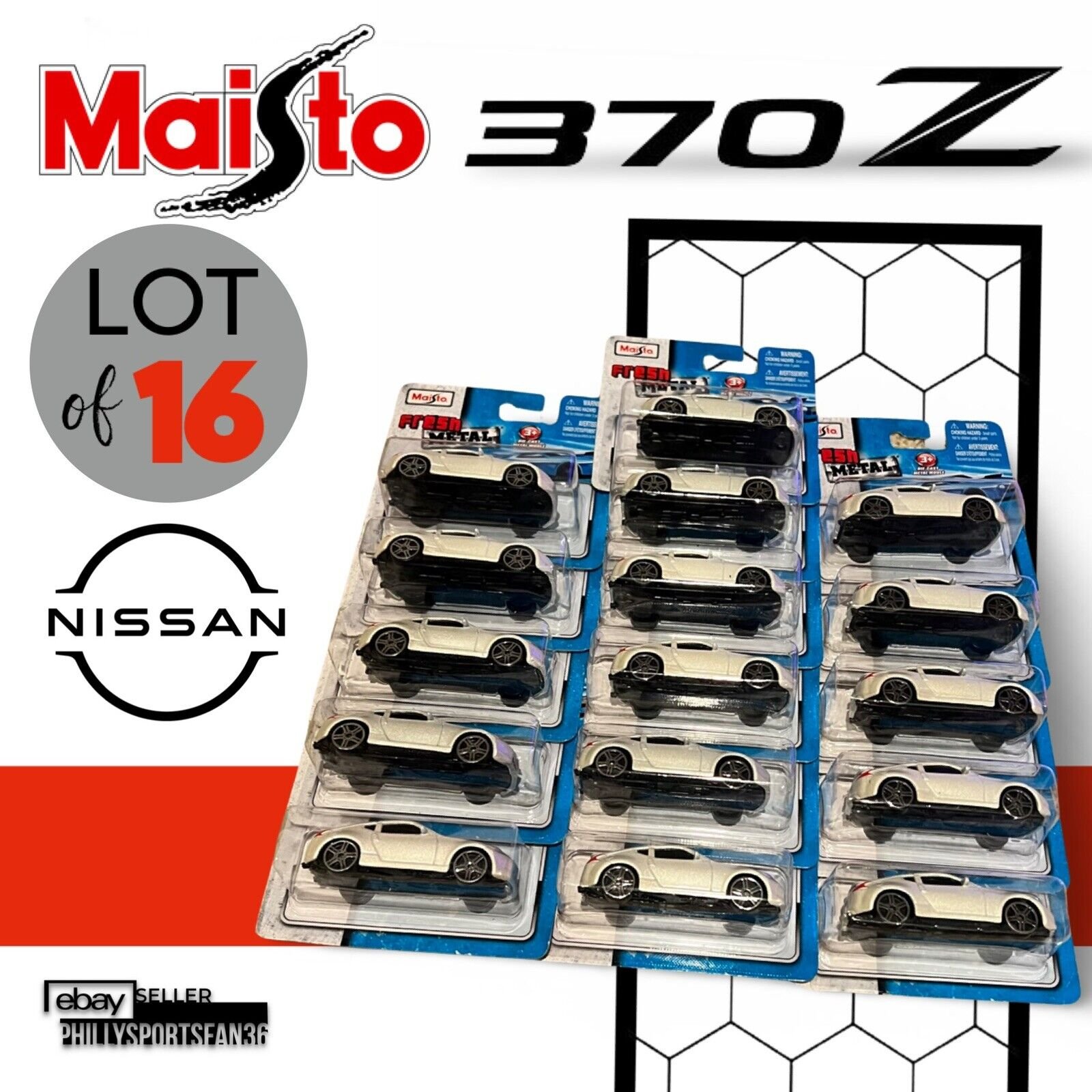 MAISTO 2009 Nissan 370z Pearl White Fresh Metal BRAND NEW Lot Of 16 Cars VHTF