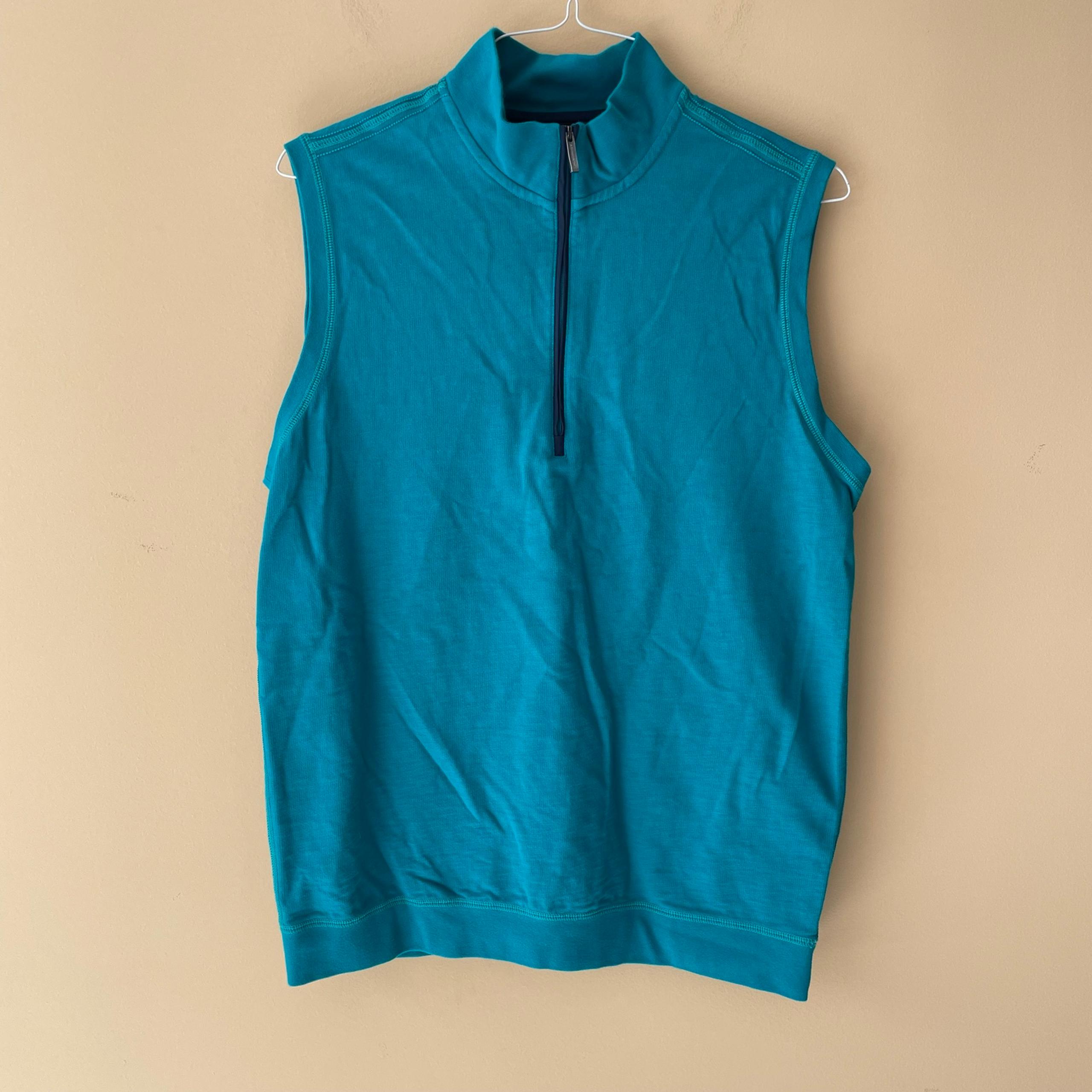 ASHWORTH Mens Cotton Blend Quarter Zip Vest in Teal