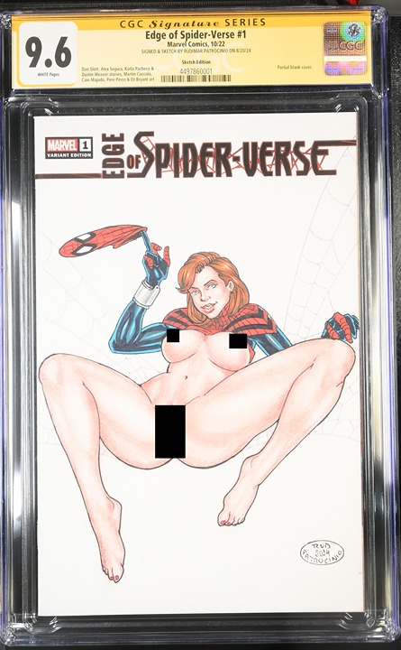 Spider-Girl Sketch by artist Rudimar Patrocinio on Edge of Spider-Verse #1 CGC