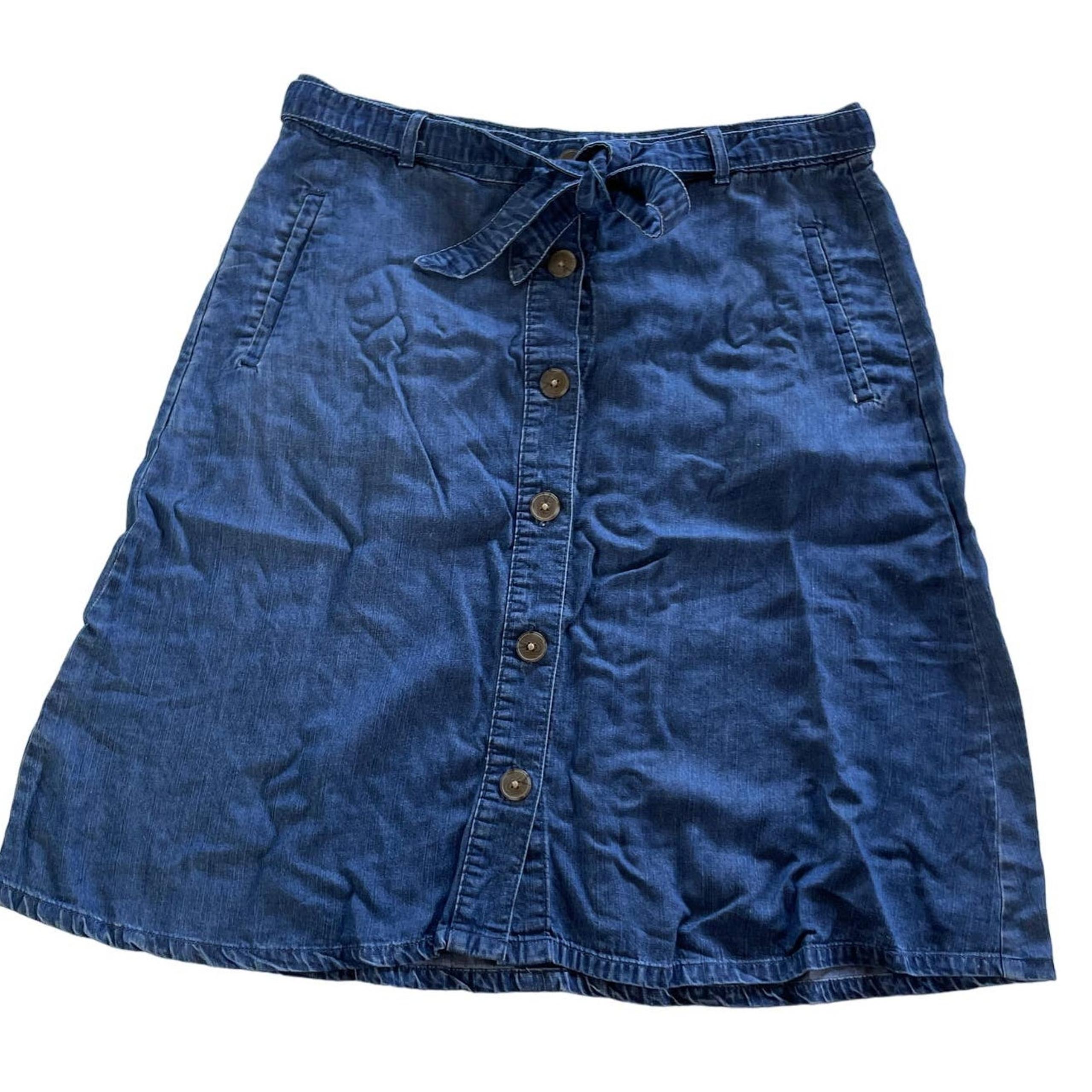 Style & Co Skirt Womens 4 Blue Chambray Denim Button Front A-Line