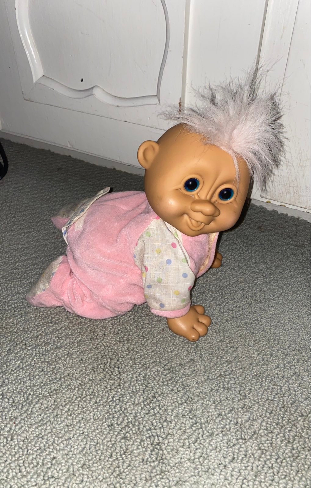 Vintage Russ Troll crawling baby giggles
