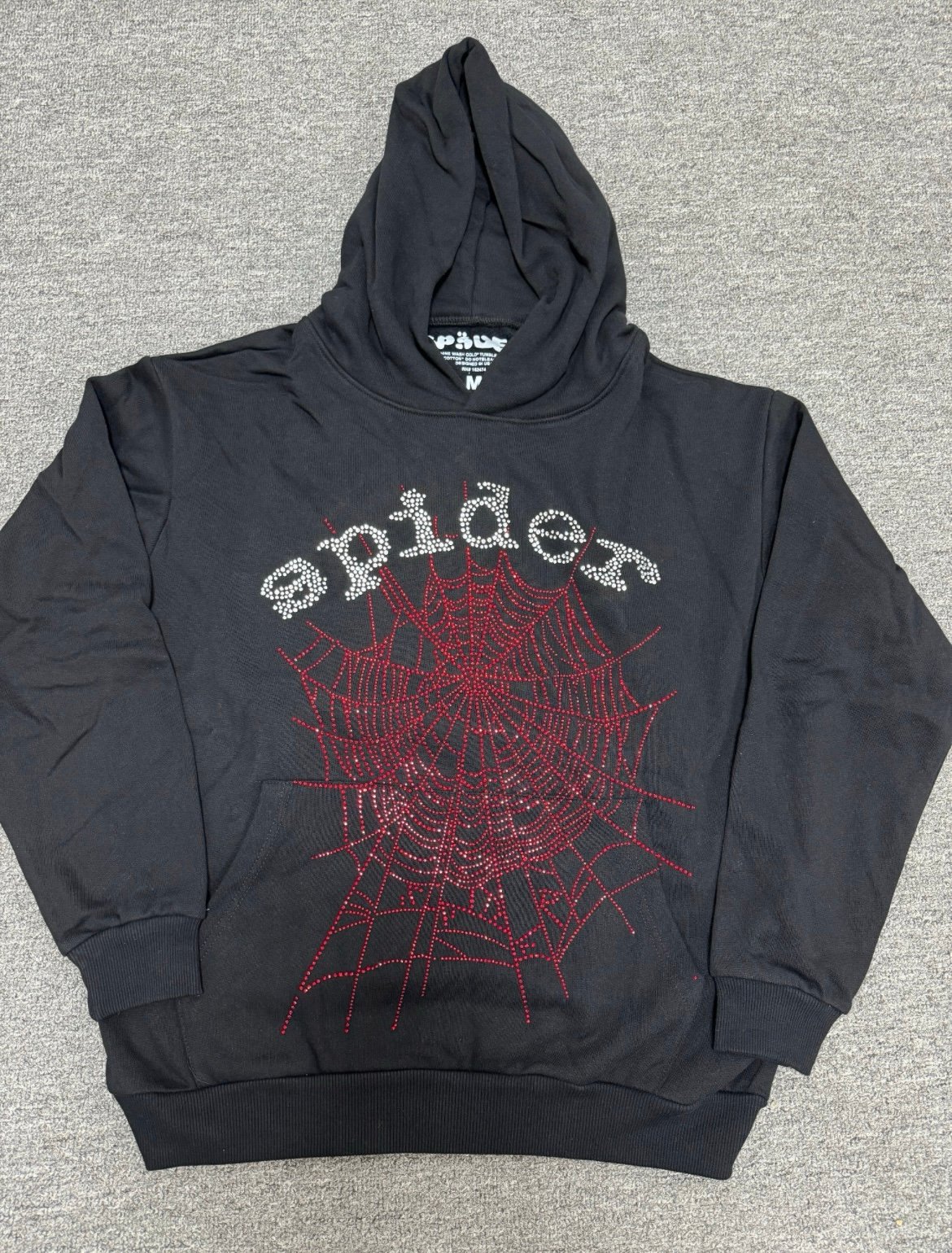 BRAND NEW Sp5der Rhinestone OG Logo Hoodie black