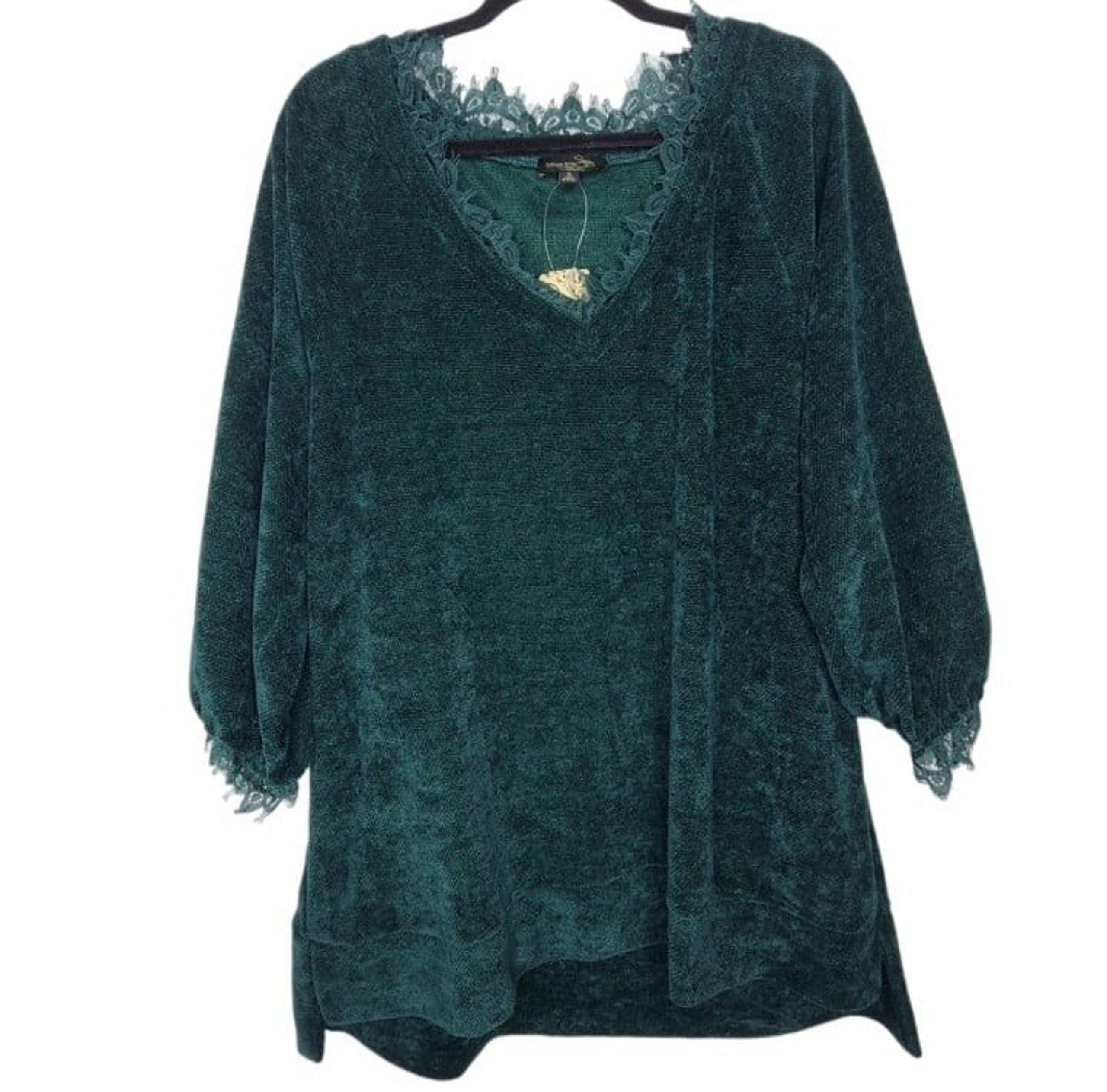 Suzanne Betro Signature Lace Trim V Neck Tunic U1602215 1X NWT
