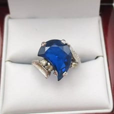 10K White Gold Blue Spinel Quartz Ring Size 6.5 [R273]