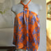 MARCIANO Floral Printed Cropped Top Tank Satin Halter Neck Backless Orange XS