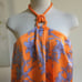 MARCIANO Floral Printed Cropped Top Tank Satin Halter Neck Backless Orange XS