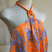 MARCIANO Floral Printed Cropped Top Tank Satin Halter Neck Backless Orange XS