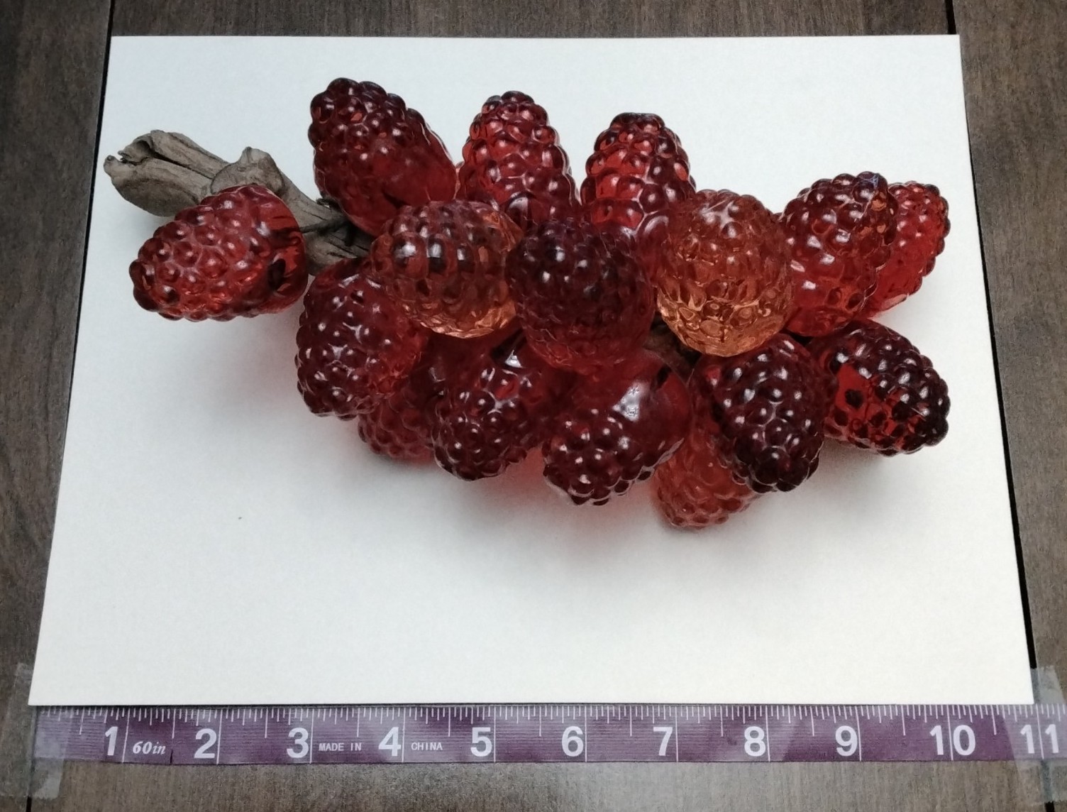 Vintage MCM Lucite Raspberries on Driftwood