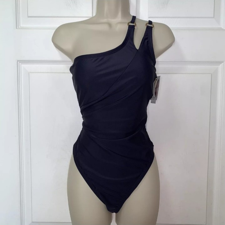 NWT • Jessica Simpson • Navy Blue Womens Beach Swim One Piece Swimsuit XL