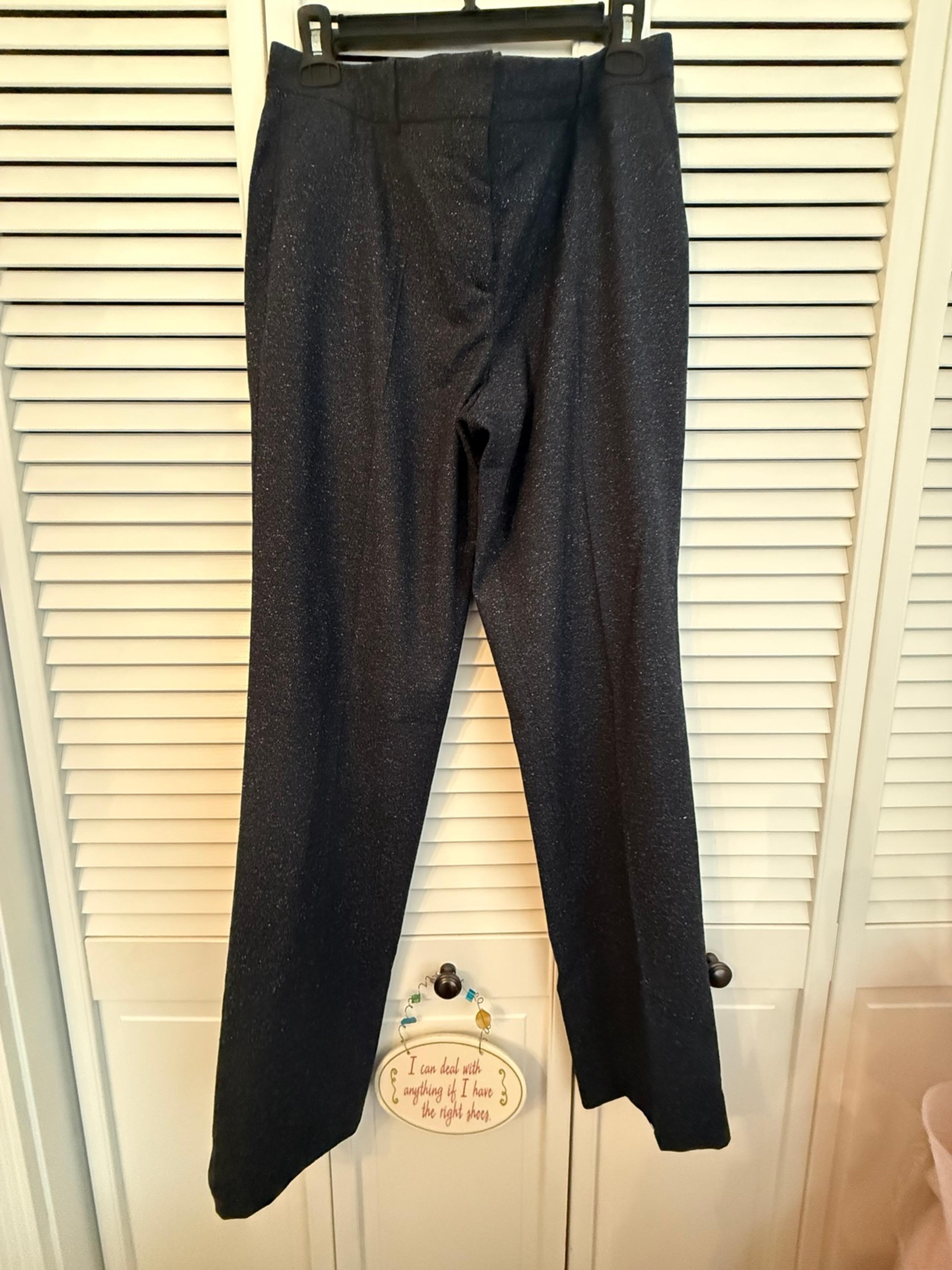 Hugo Boss Women's Blue Speckled Wool Straight Leg Pants Size 6
