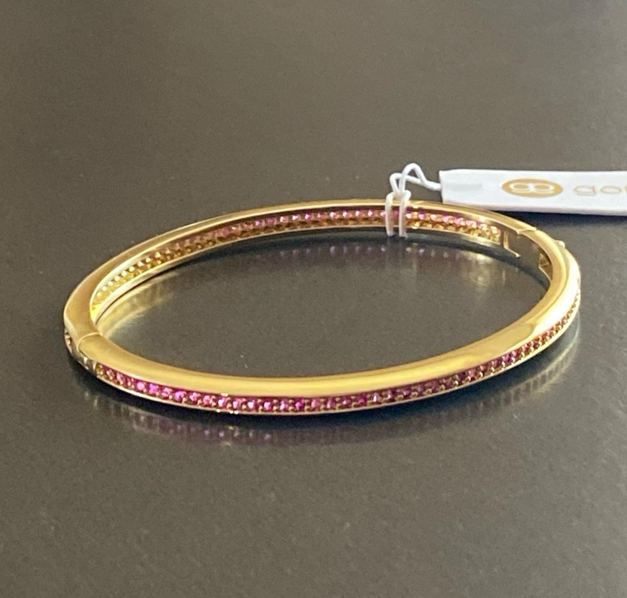 Gorjana Paseo Fuschia Shimmer 18K Gold Plated Cuff Bangle Bracelet
