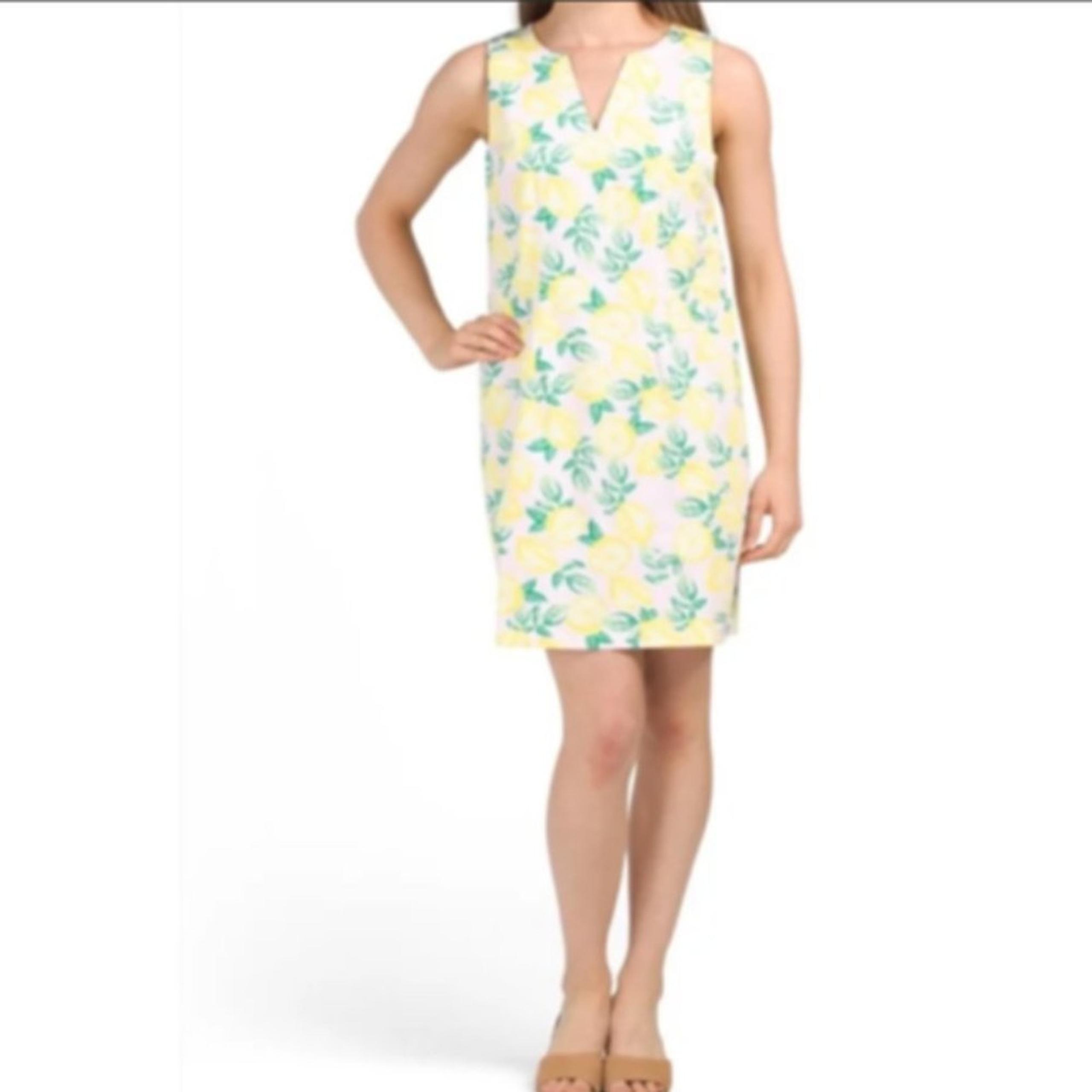 NWT Cynthia Rowley Mini Lemon Print Pink Shift Dress Sleeveless Women's Size 4