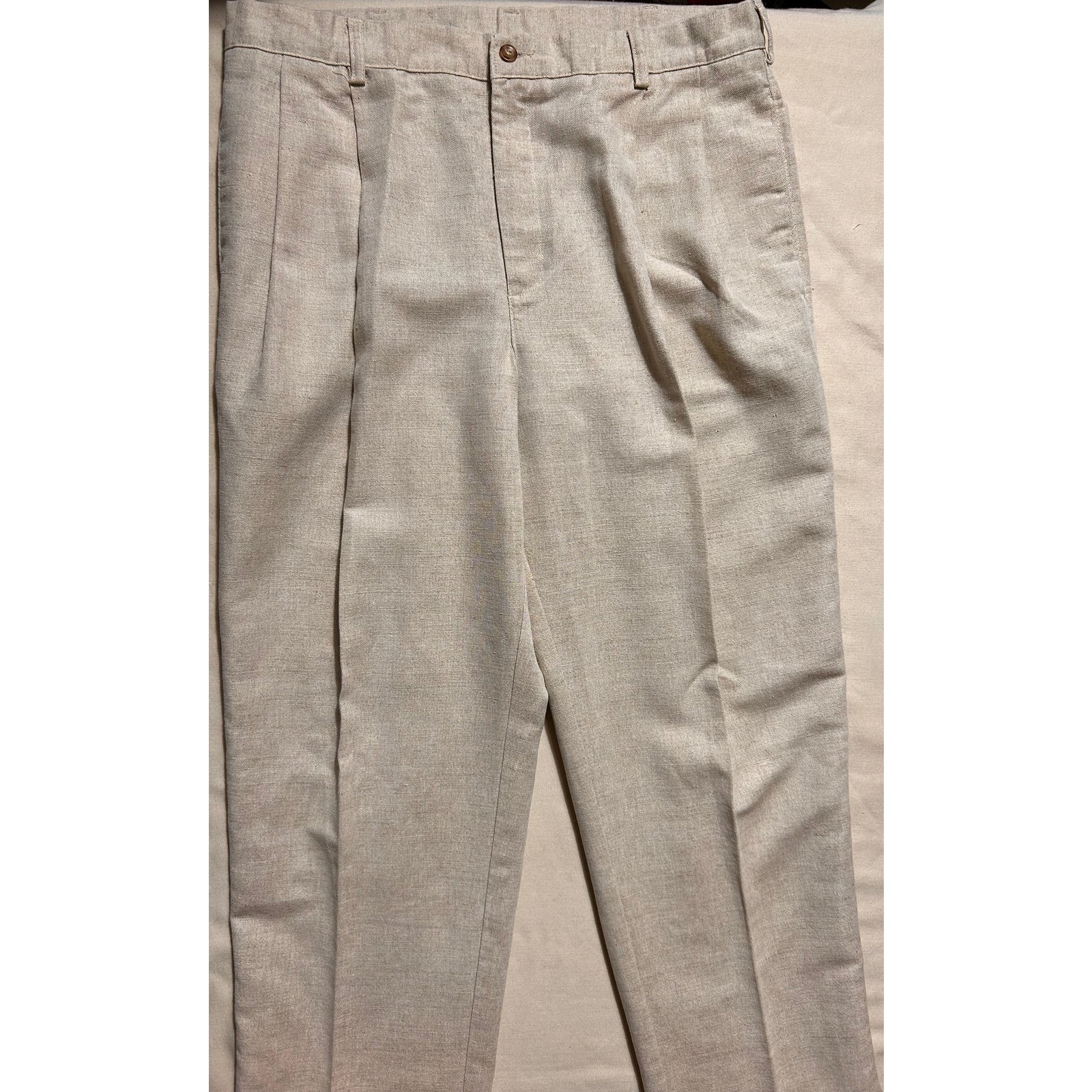 Alexander Julian Linen Dress Pant 36 x 30 Beige Classic, casual, leisure luxury