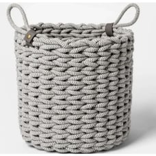 Project 62 Coiled Rope Fishtail Weave Basket with Faux Leather Accent