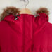 LAUREN RALPH LAUREN Red Down Fill Faux Fur Hood Cinch Waist Puffer Winter Jacket