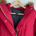 LAUREN RALPH LAUREN Red Down Fill Faux Fur Hood Cinch Waist Puffer Winter Jacket