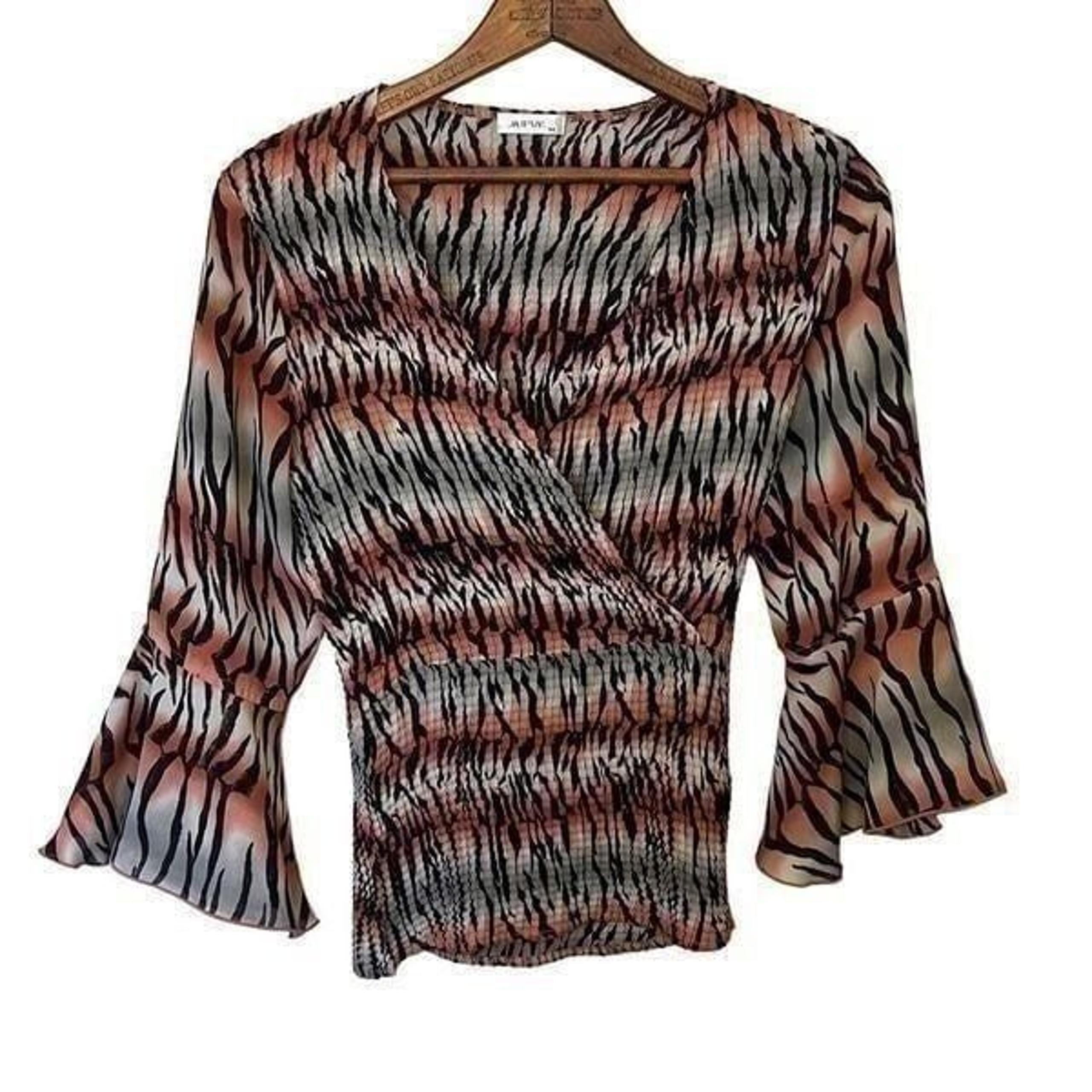 Jaipur Semi Sheer V Neck Flared Sleeve Top