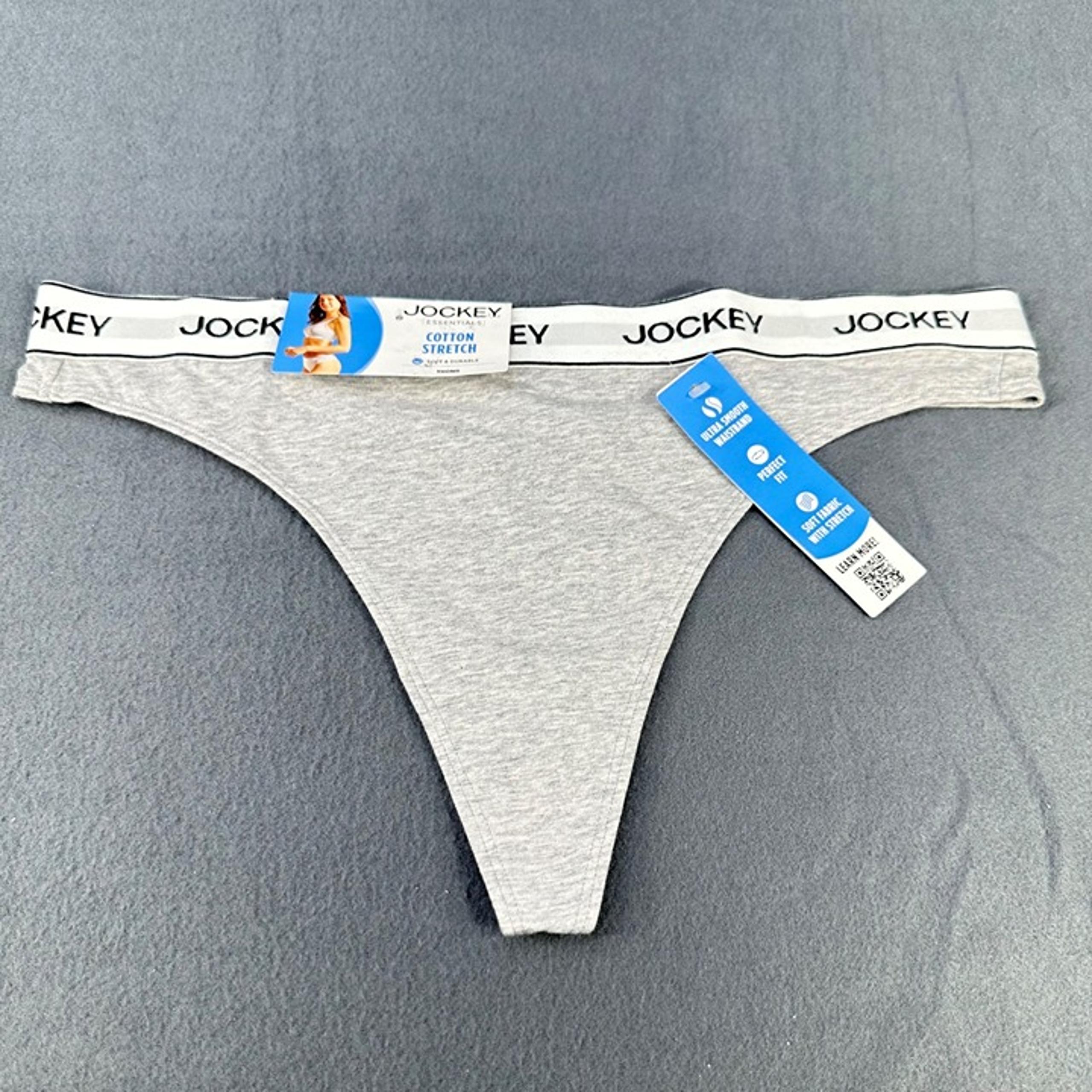 Jockey Women's Size XL Panty Thong Cotton Stretch Essentials Gray New With Tags