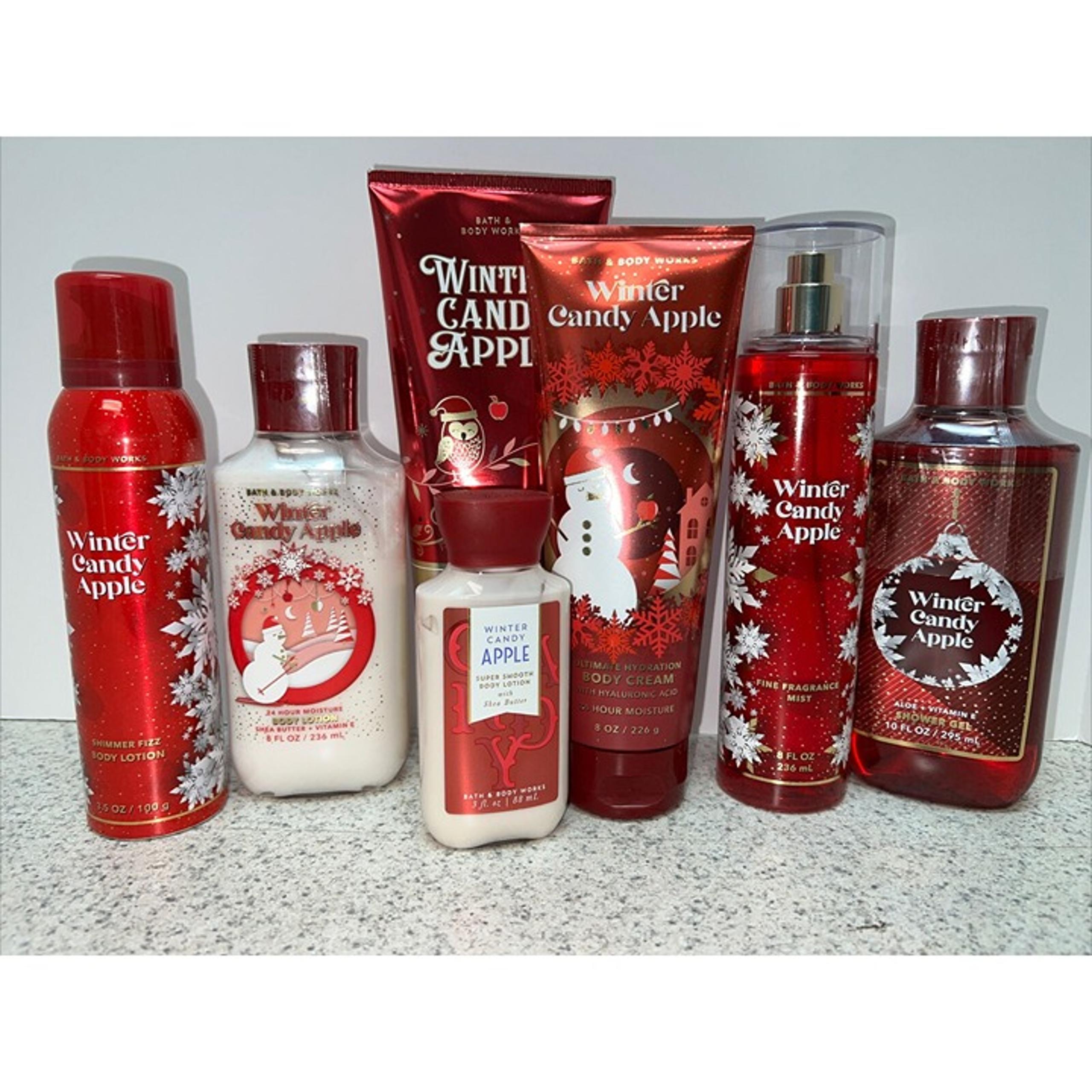 7 Bath & Body Works Winter Candy Apple  Cream, Gel, Wash, Mist, Lotion, Fizz