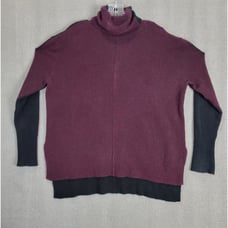 ATHLETA Size M Red Knit Oversize Transit Merino Wool Blend Turtleneck Sweater