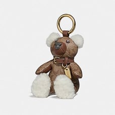 COACH Bear Bag Charm Keychain In Signature Canvas NWT