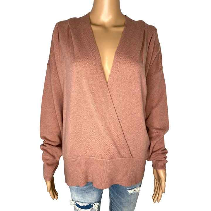 Frame Criss Cross 100% Cashmere Sweater Rose Pink Size M
