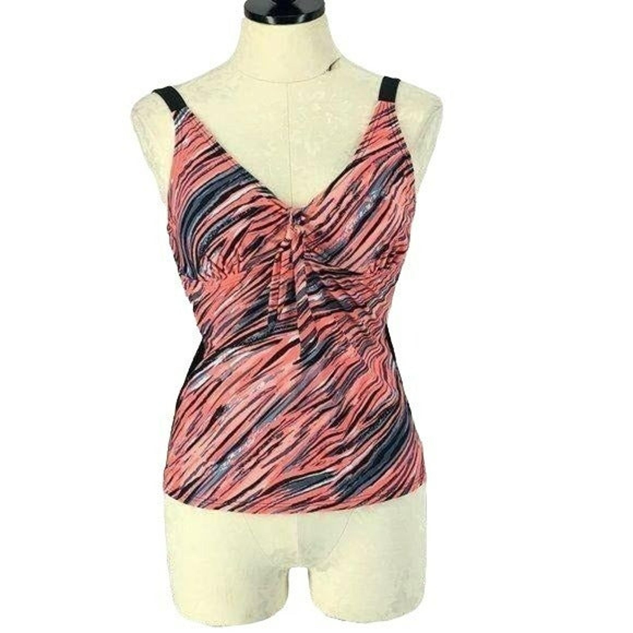 Attraco Knotted Front Salmon Coral Tankini Swimsuit Size Medium