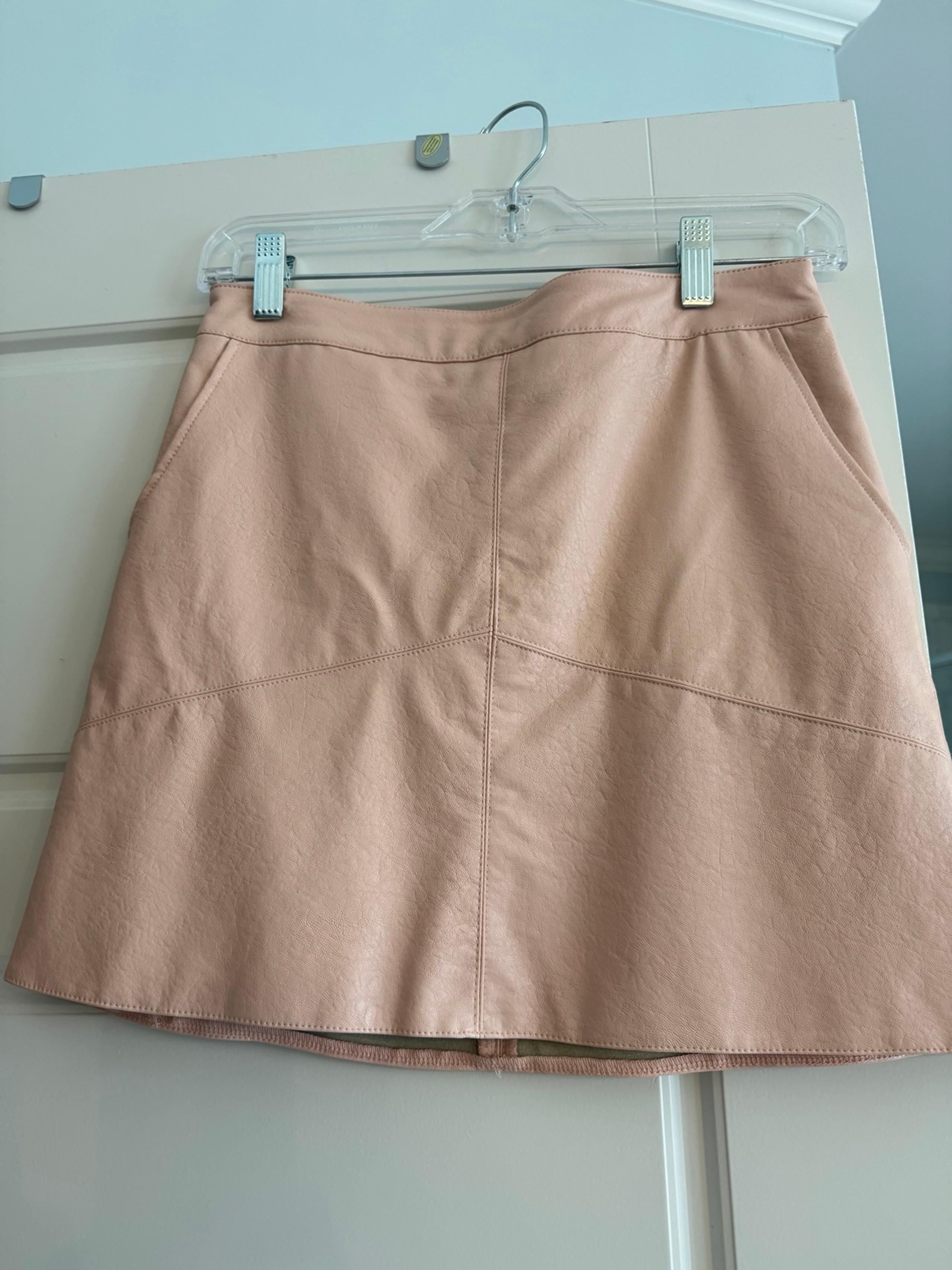 Light pink vegan leather mini skirt