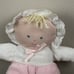 Eden Baby Doll Pink Terry Cloth Blonde Yarn Hair Bonnet Plush Girl Lovey Vtg 10