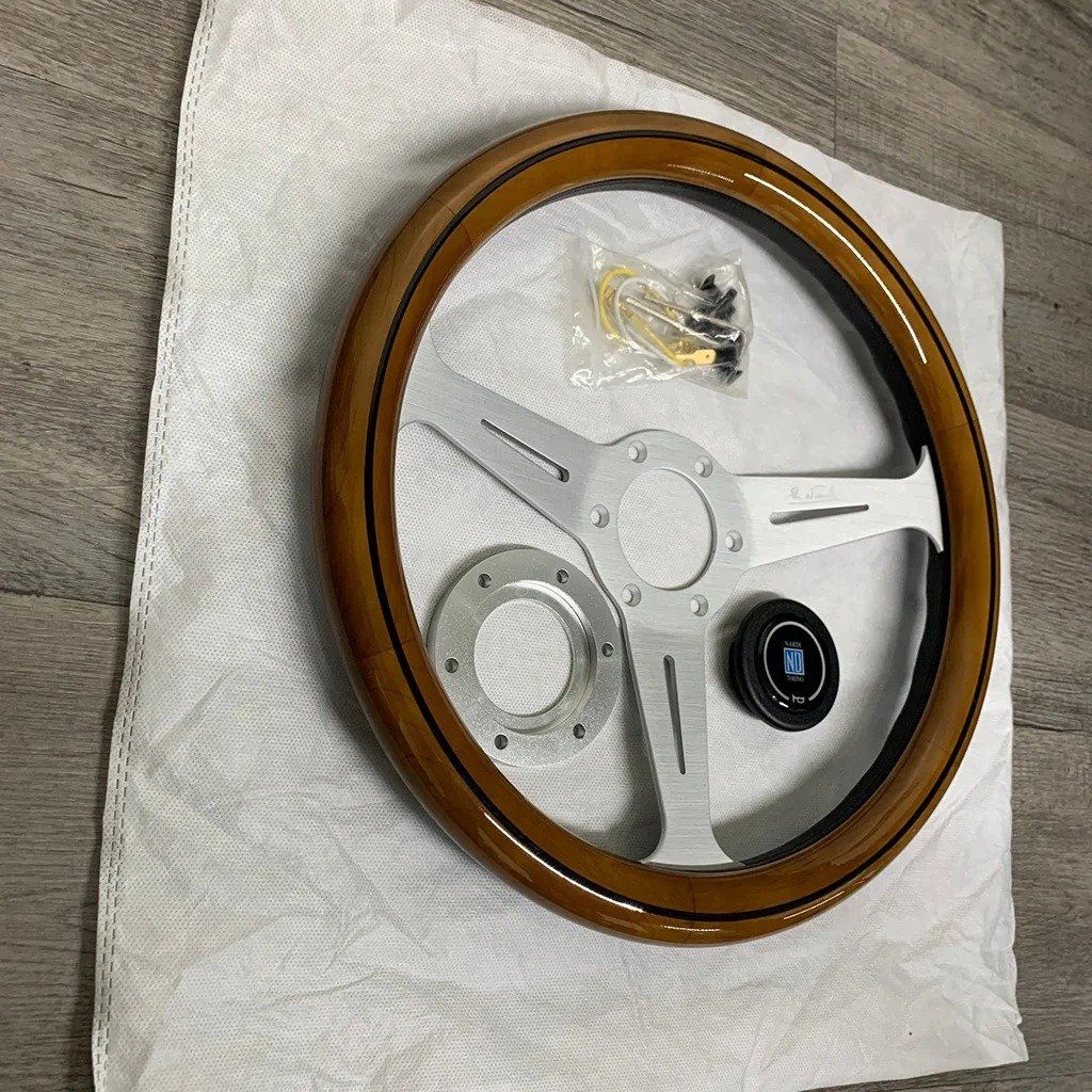 NEW NARDICLASSIC 350MM STEERING WHEEL MAHOGANY WOOD With POLISHED SPOKE C Style