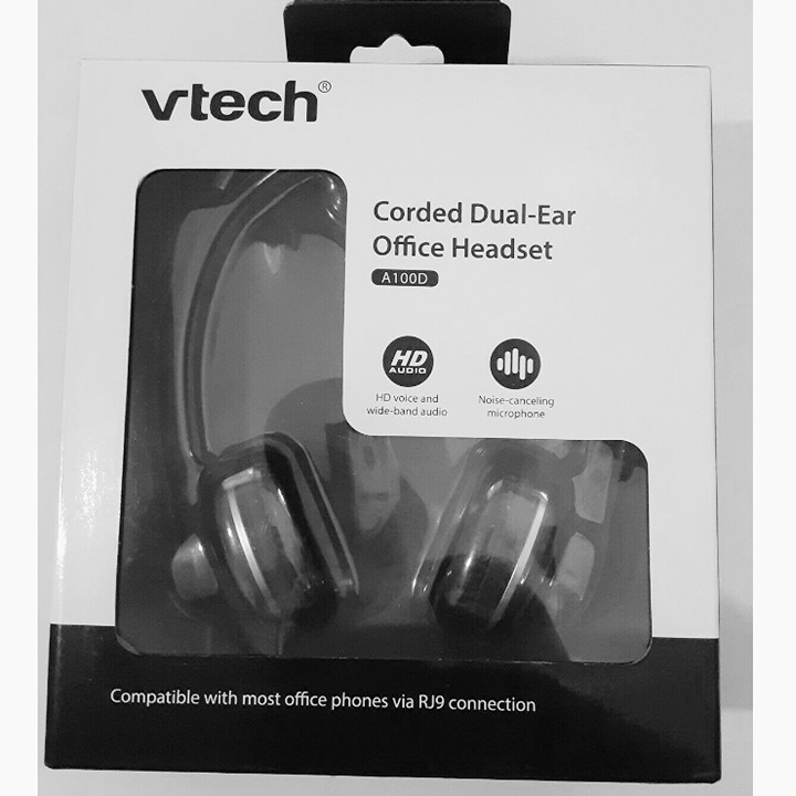 Vtech Wideband Binaural Headsets A100D. Noise Cancelling Microphone New
