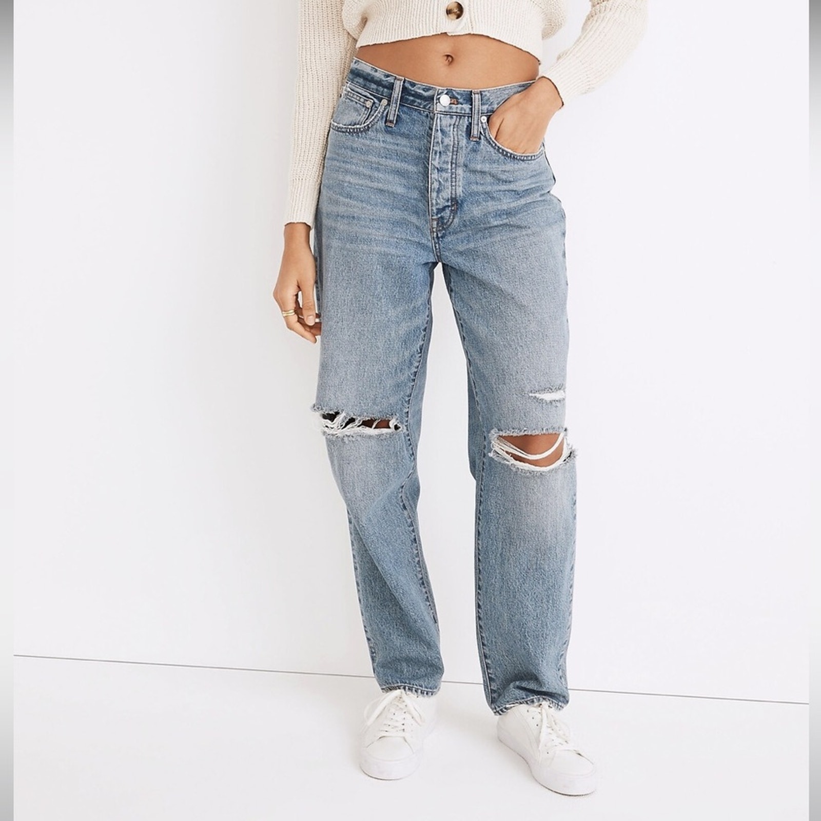 Madewell The Dad Jean in Dustin Wash Destroyed Size 27
