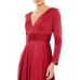 IEENA for Mac Duggal Long Sleeve Ruched Waist satin V-neck