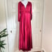 IEENA for Mac Duggal Long Sleeve Ruched Waist satin V-neck