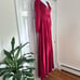IEENA for Mac Duggal Long Sleeve Ruched Waist satin V-neck