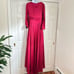 IEENA for Mac Duggal Long Sleeve Ruched Waist satin V-neck