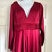 IEENA for Mac Duggal Long Sleeve Ruched Waist satin V-neck
