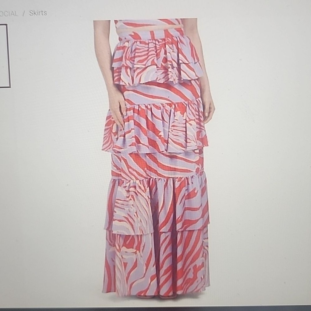 ONE33 SOCIAL PURPLE MULTI ZEBRA TIERED SKIRT SIZE 8