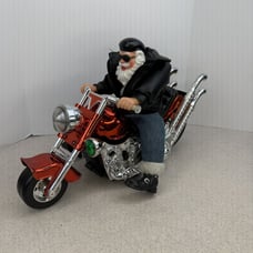 Vintage Santa Claus Riding Harley Motorcycle Music Born to be Wild *WORKS*