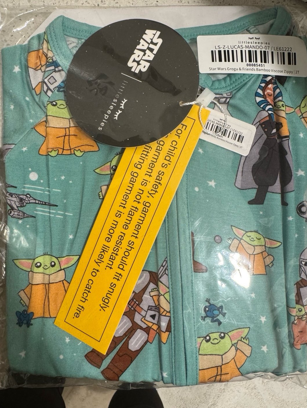 NWT little sleepies grogu and friends zippy 2T