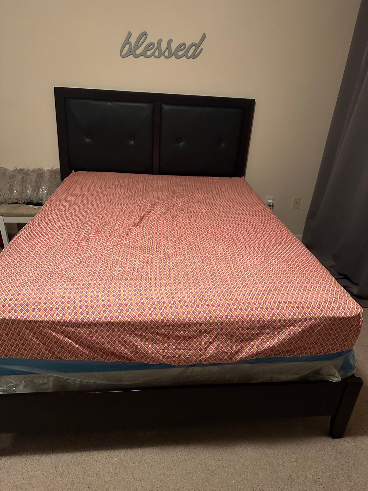 Queen size bed frame and headboard- must be available to pick up ASAP