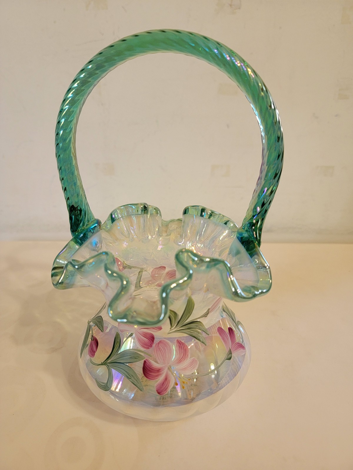 Fenton Glass Celebrating 90th Anniversary Hand Painted Basket