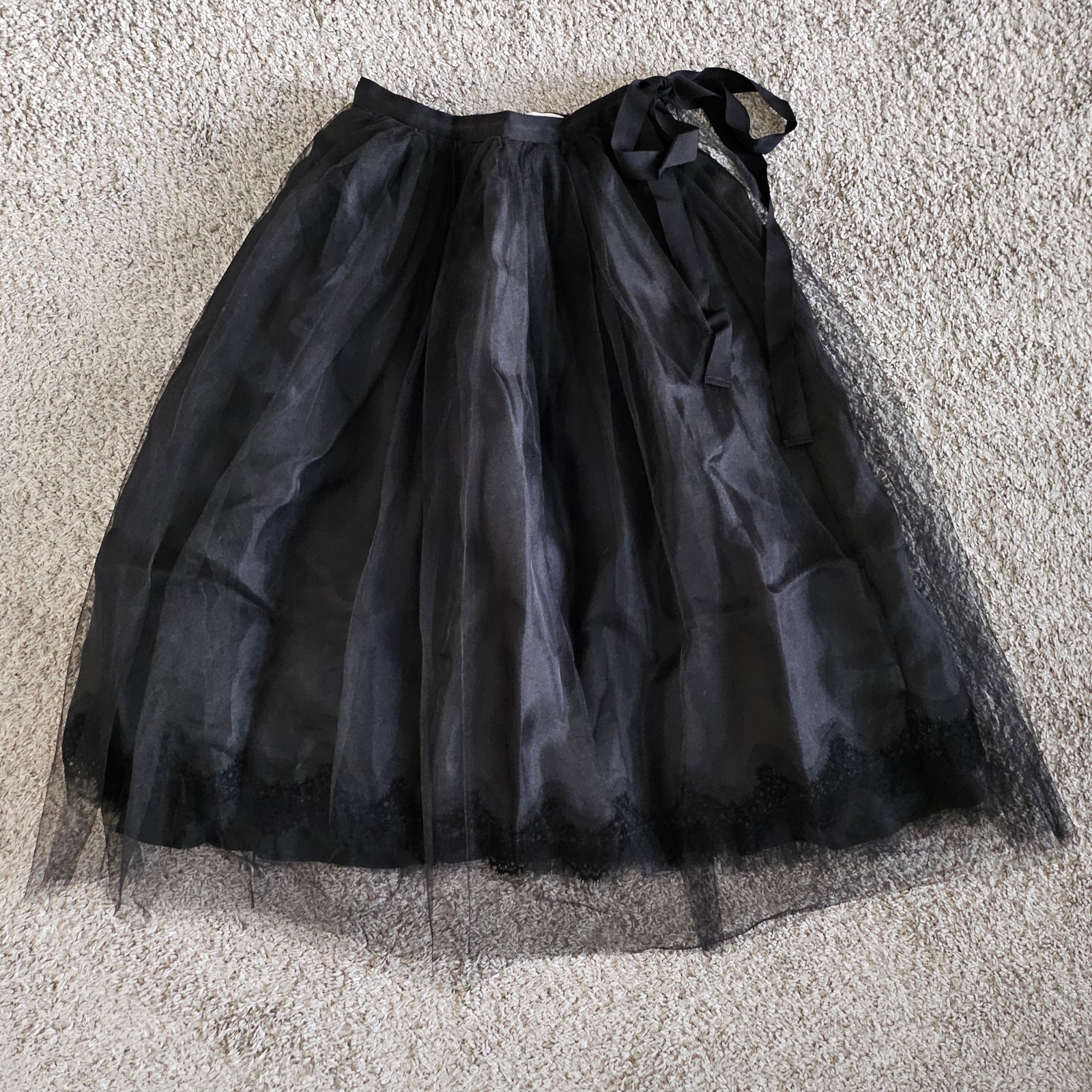 BCBGeneration Women's A-Line Tulle Tie Skirt Black Size 0 Balletcore Lace EUC